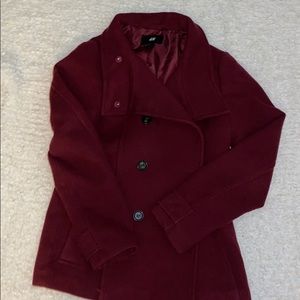 H&M burgundy pea coat
